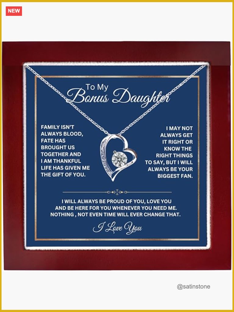 To My Bonus Daughter Necklace From Stepdad Stepmom Pendant